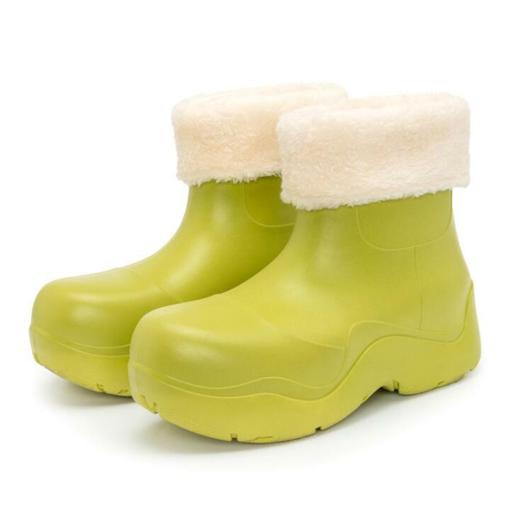 2022 novo manter quente luxo botas de chuva novas senhoras de borracha andando botas de chuva tornozelo à prova dwaterproof água casual fundo grosso bota curta