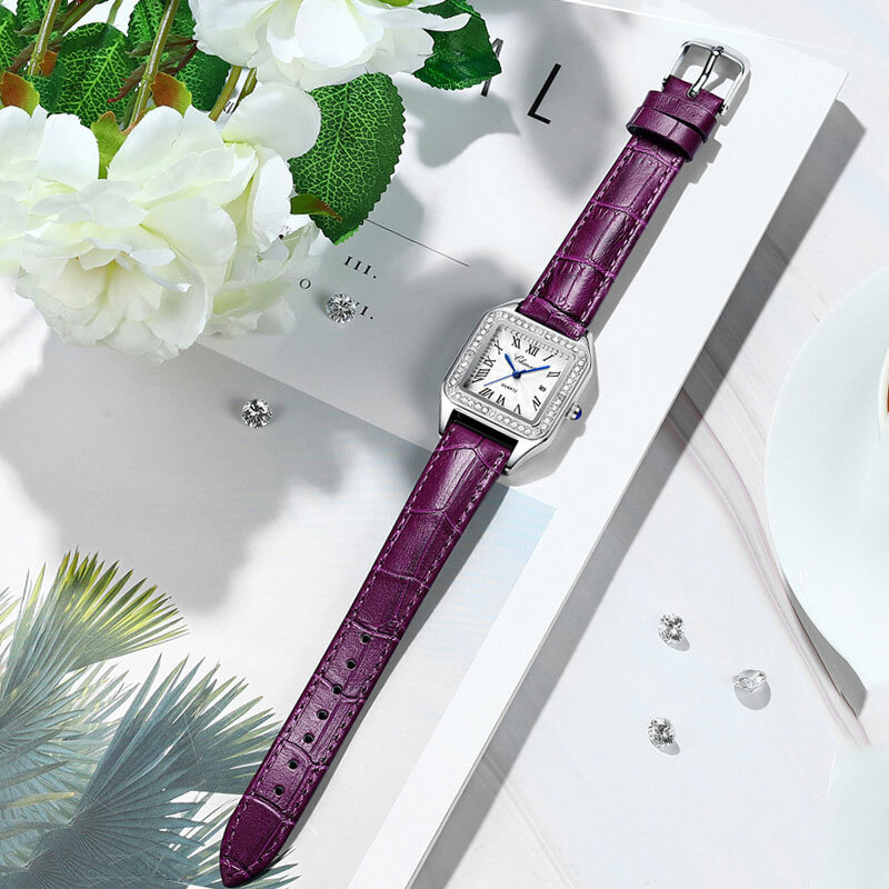 Montre femme quadrado relógios de quartzo feminino luxo diamante negócios relógios de pulso senhoras couro verde casual relógio esportivo feminino