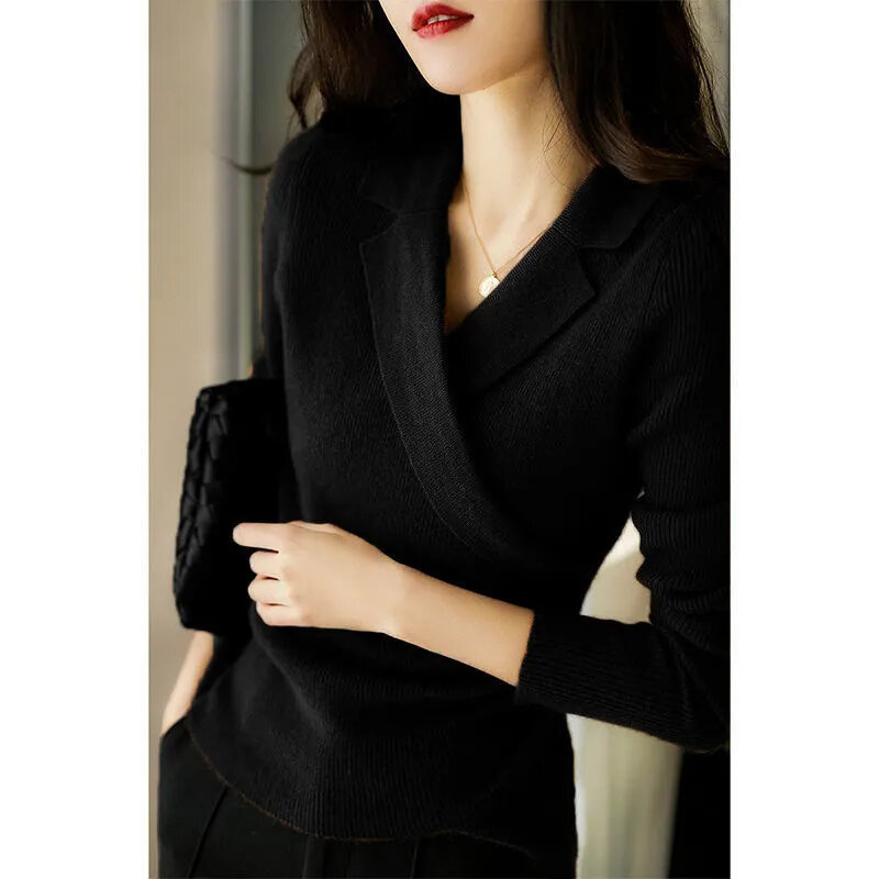 Pull-over français en tricot enveloppé, à la mode, nouvelle veste pour femmes, grande taille, automne et hiver