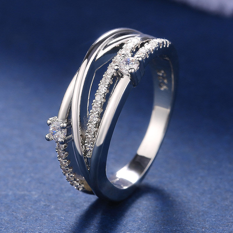 UILZ Cincin Wanita Batu CZ Beraspal Mikro Mempesona Mewah Upacara Pernikahan Cincin Jari Cinta Pesta Perhiasan Pernyataan Mode