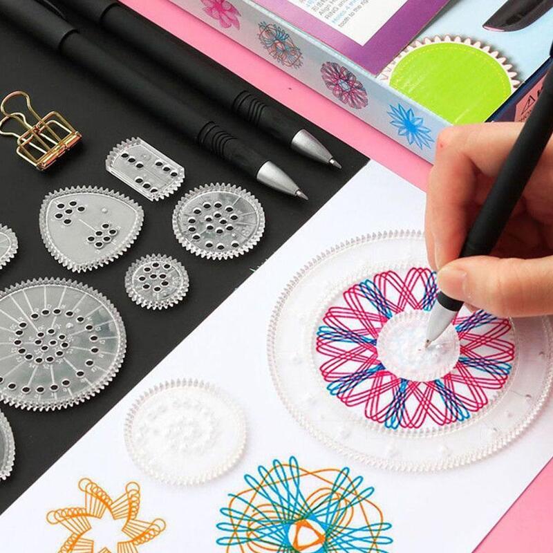 Conjunto de brinquedos de desenho engrenagens intertravamento rodas pintura acessórios de desenho criativo brinquedo educativo spirograph