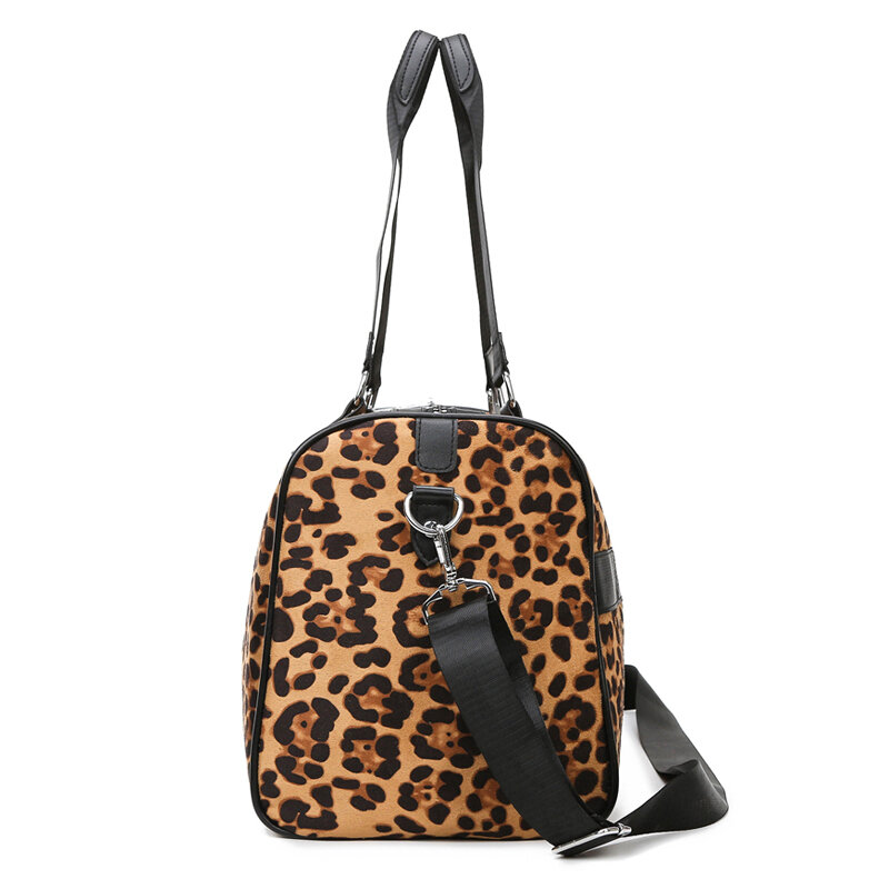 YILIAN Leopard print travel bag large capacity handbag for women short distance fashionable versatile waterproof gym bag