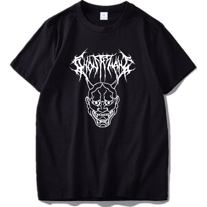 Camiseta de algodão do tamanho da ue da luva curta do preto branco do preto da imagem retrógrada do mercúrio do estilo do rap do metal da camisa de ghostemane t