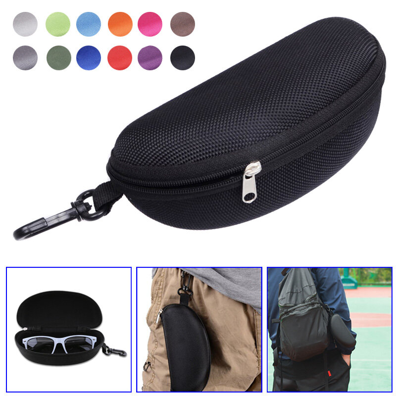 Hot Sunglasses Protector Travel Pack Pouch Glasses Case Sunglasses Case Lightweight Zipper Eyeglass Shell with Carabiner Eyewear
