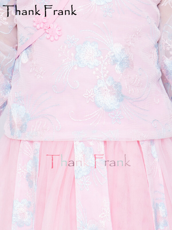 Новый розовый костюм ханьфу для девочек, комплект из 2 предметов, сказочное платье Тан, Детские китайские народные Платья с коротким рукавом...