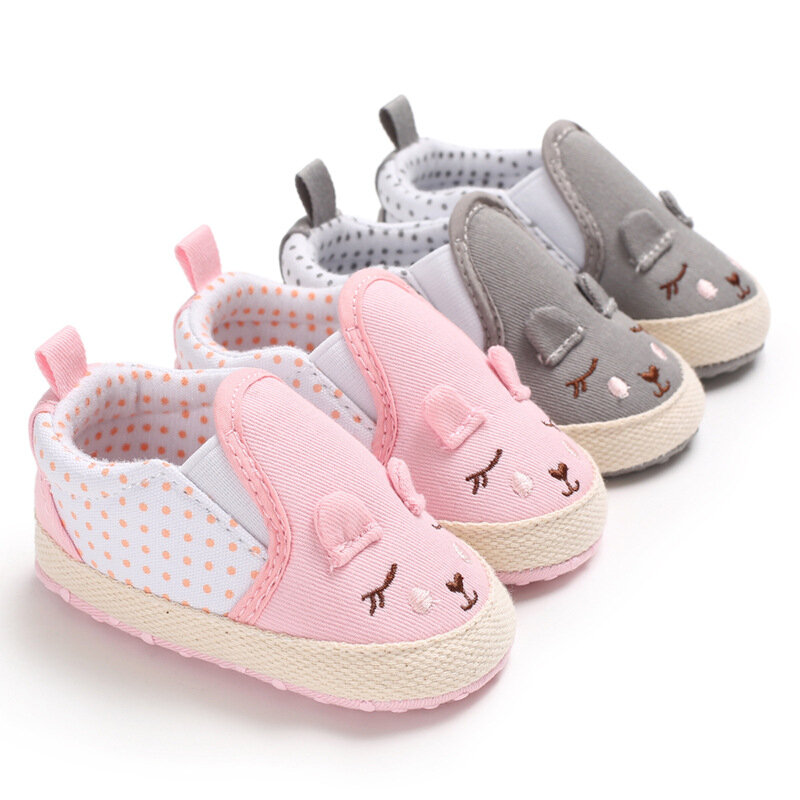 Bonito do bebê recém-nascido meninos meninas sapatos de algodão macio anti-deslizamento mocassins da criança dos desenhos animados primeiros caminhantes