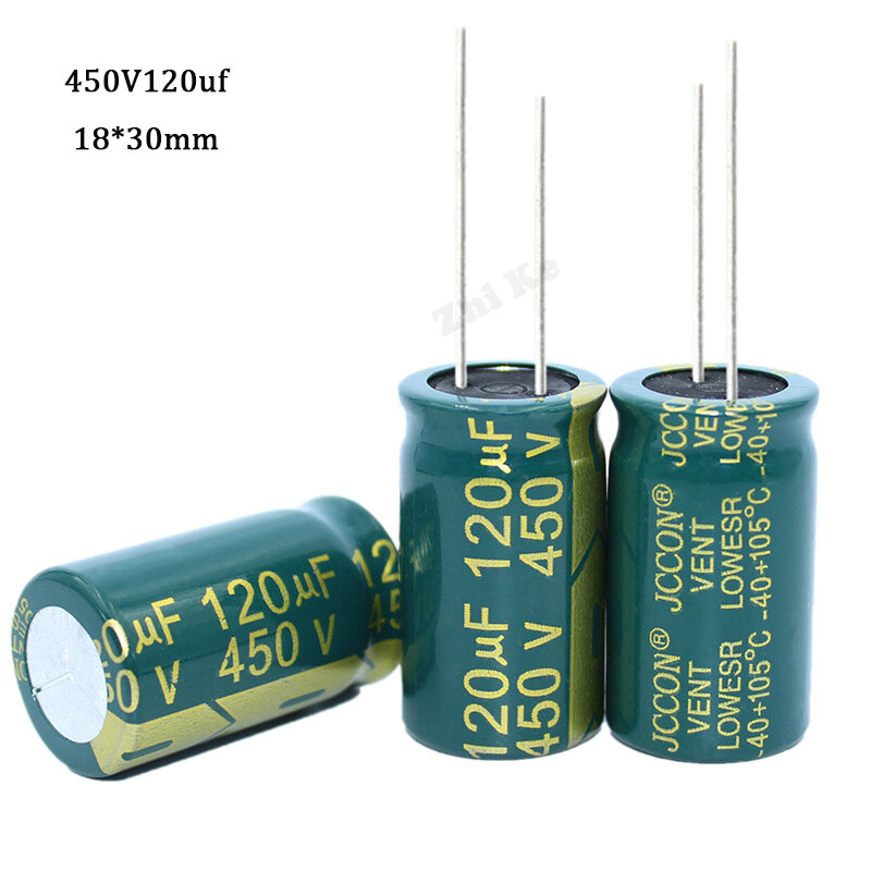 2 pces boa qualidade 450v 120uf alta frequência baixa impedância 18*30 20% alumínio capacitor eletrolítico 120000nf 20%