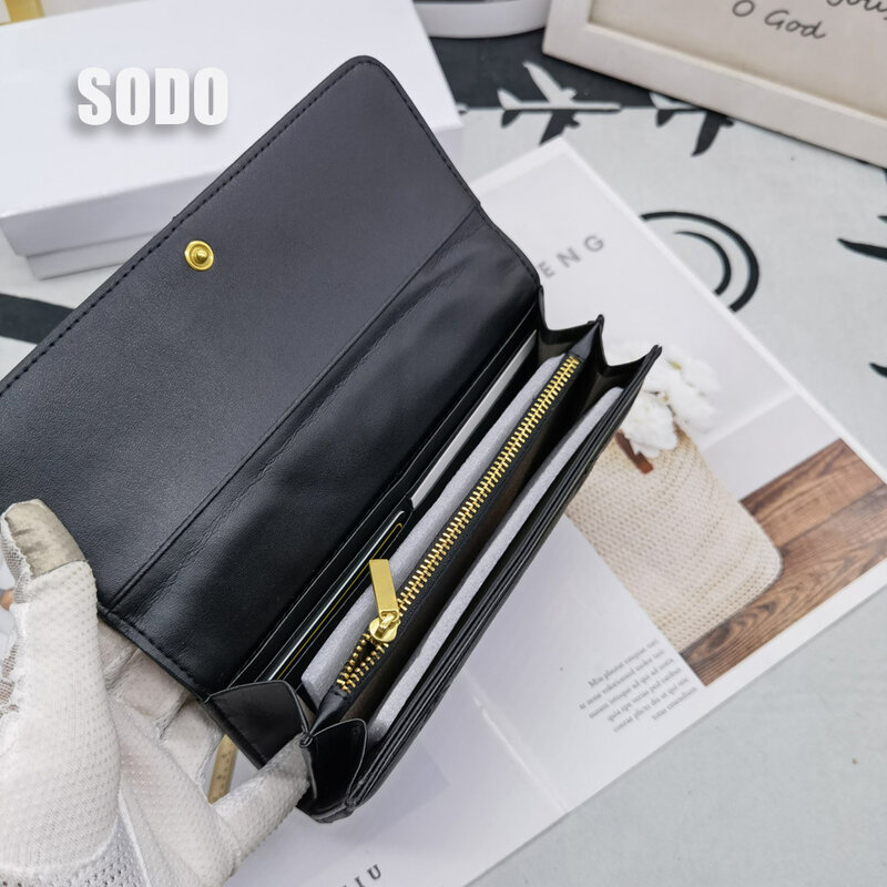 2021 Luxury Brand 100% Genuine Leather Wallet For Women High Quality Coin Purse Female  High Quality Long Clutch Phone Red Walle
