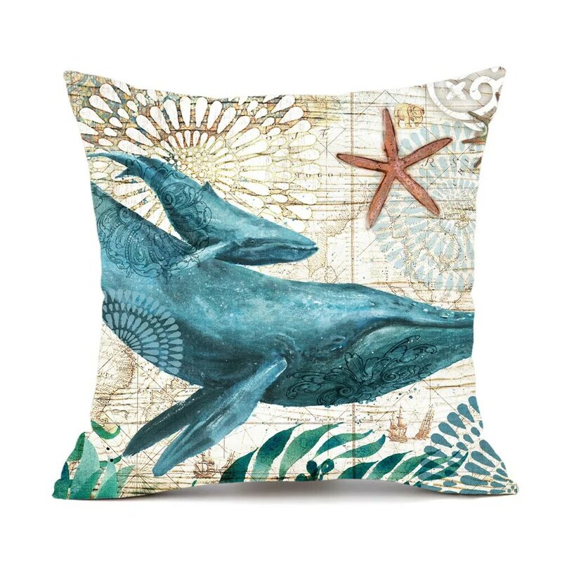 Turtle Seahorse Whale Octopus 3D printed Polyester Decorative Pillowcases Throw Pillow Cover Square Zipper Pillow cases style-3