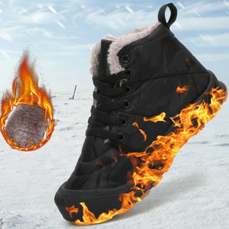Botas de nieve para niños y niñas, zapatos deportivos antideslizantes e impermeables, de felpa, gruesos, acolchados de algodón, para mantener el calor, invierno