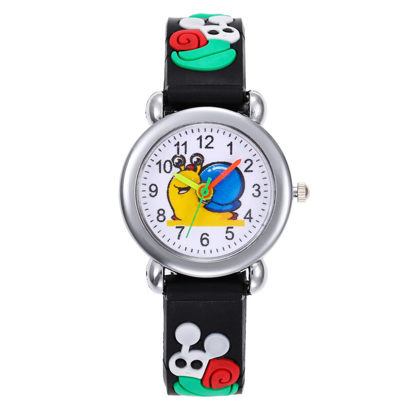 Czerwony/czarny/niebieski/różowy/fioletowy pasek silikonowy zegarek chłopięcy dzieci ślimak z kreskówki zegarek dziecko zegarek kwarcowy dziewczyna zegarki dla dzieci zegar