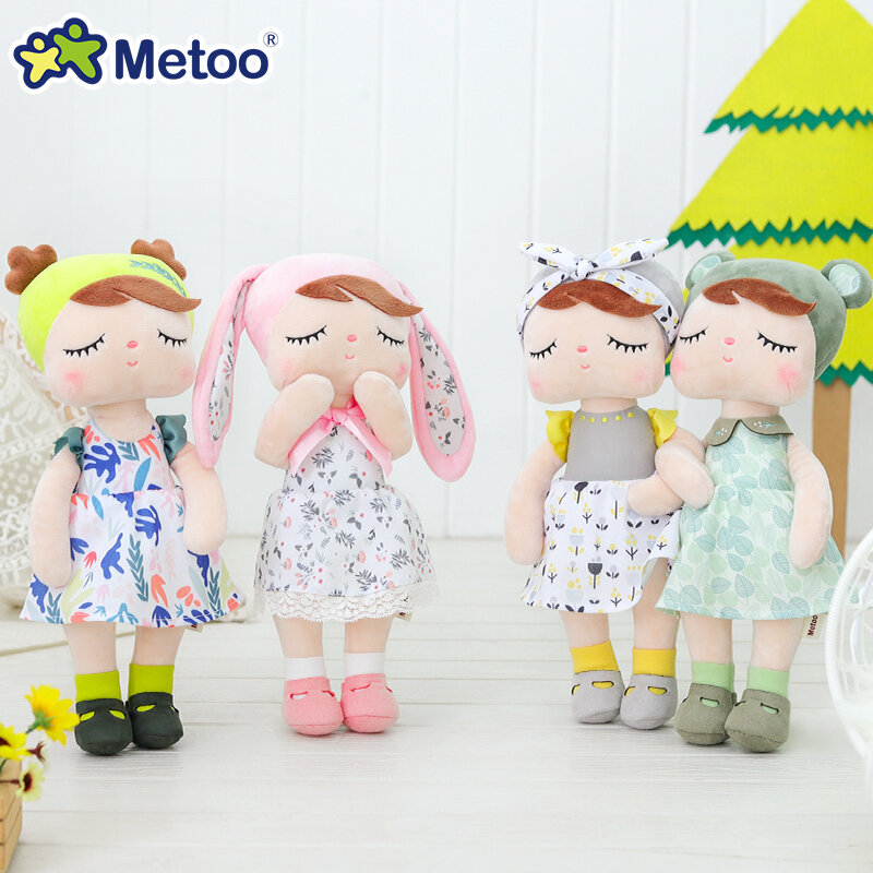 Metoo-Muñeca Angela de conejo, ciervo, falda de colores, animales de peluche, juguetes para niños, regalos de cumpleaños para bebés