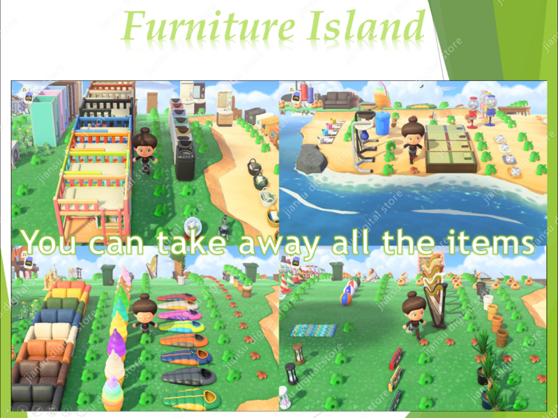 Meubles island Animal Crossing New Horizons matériaux cloches carte de bricolage vêtements code DoDo 1.10.0 version NMT 640