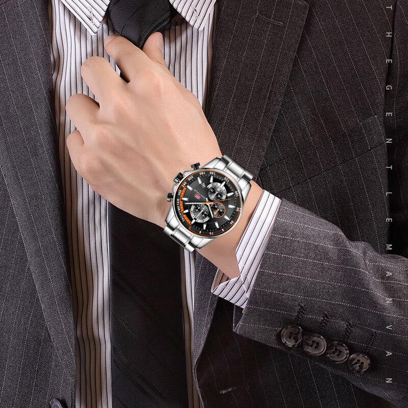 クラシッククォーツメンズウォッチトップブランドの高級3サブダイヤル6手日付表示ファッションスポーツクロノグラフ腕時計ミニフォーカス