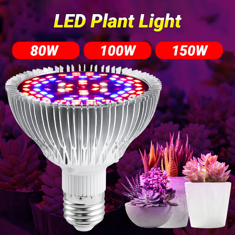 Luz LED de espectro completo para cultivo de plantas, lámpara LED E27 para invernadero de flores y verduras, 50W/80W/100W/150W, 2 uds.