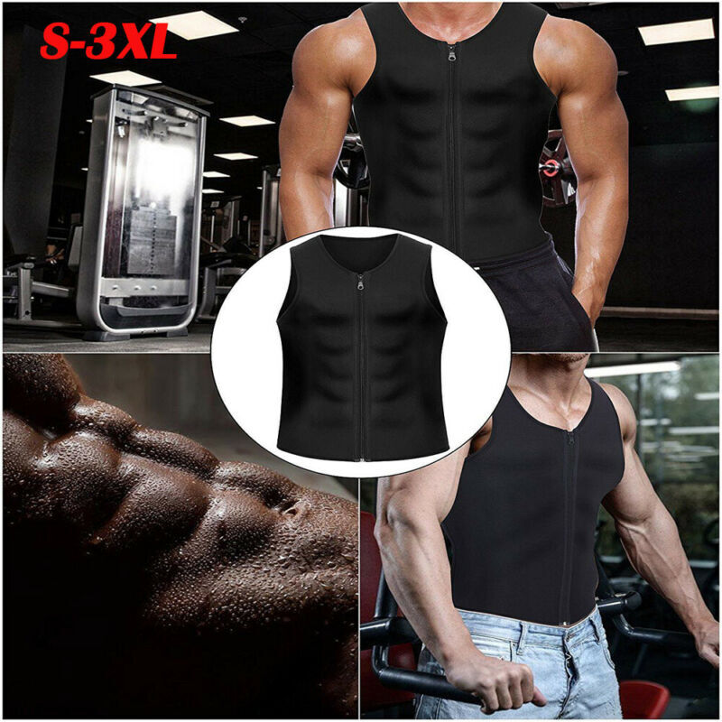 New Men's Slimming Neoprene Vest Sweat Shirt Body Shaper Waist Trainer Shapewear Black Sleeveless Men Top Shaper Clothing Male