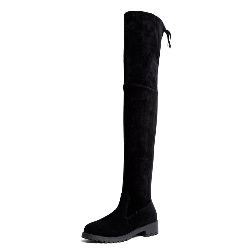 Женские ботфорты из эластичной ткани, черные привлекательные высокие сапоги до бедра, зимняя женская обувь, длинные сапоги