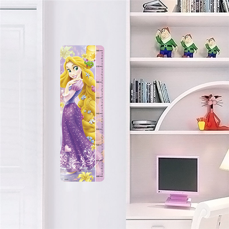 ديزني الأميرة الارتفاع قياس ملصقات جدار للأطفال غرف ديكور المنزل 