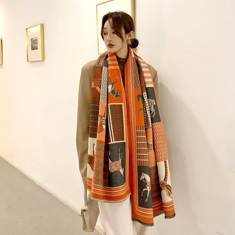 2021 cachecol de inverno de caxemira feminino, lenço de transporte pashmina quente, decoração feminina grossa, foulard feminino