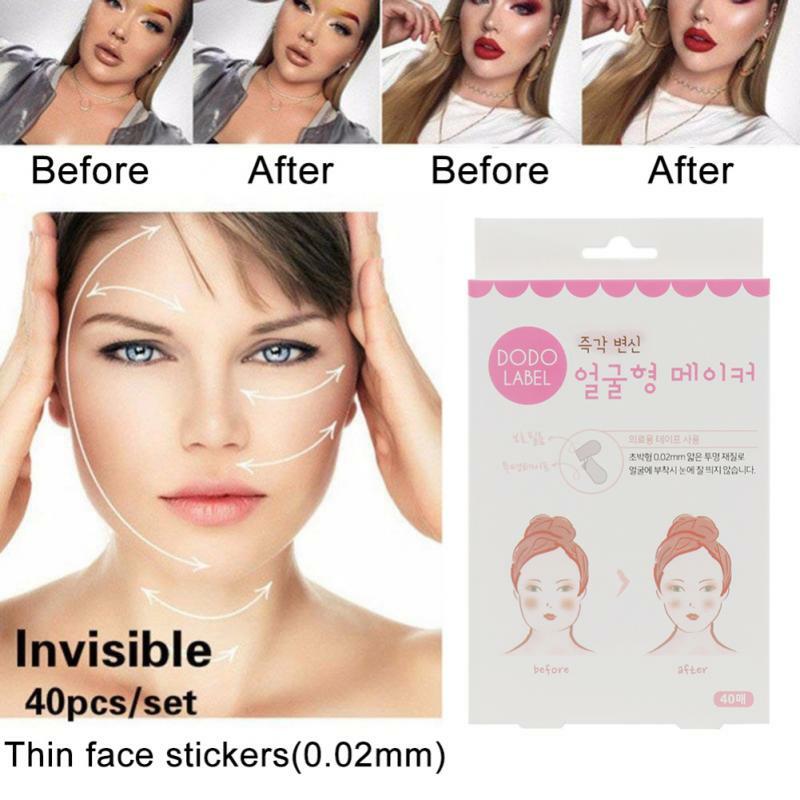 40 unids/set fino e Invisible cara adhesivos faciales línea facial arrugas voluminización de la piel en forma de V Estiramiento Facial cinta cara cosméticos para el cuidado de la piel