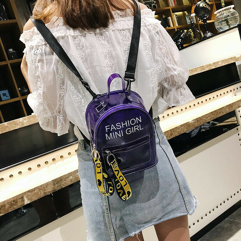 Moda transparente claro mochila estádio segurança escola saco de livro viagem quente das senhoras meninas doces cor mini mochilas