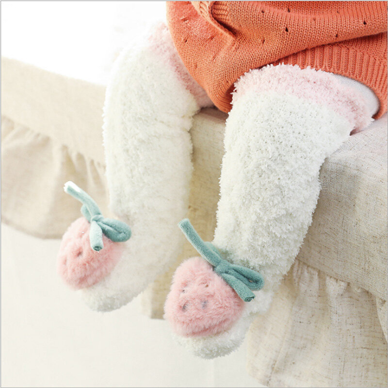 Детские носки для зимы, детские носки для маленьких девочек, зимние Нескользящие хлопковые носки, длинные носки принцессы до колена