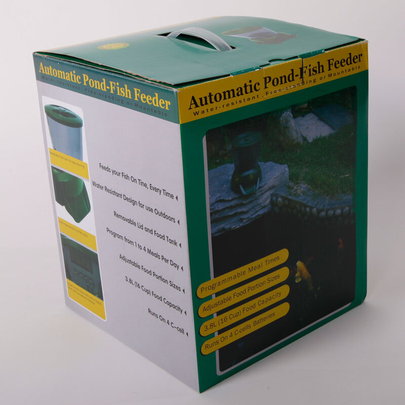 Exibição automática para alimentação de peixes com relógio, disponível nas cores verde e azeitona, 10 litros