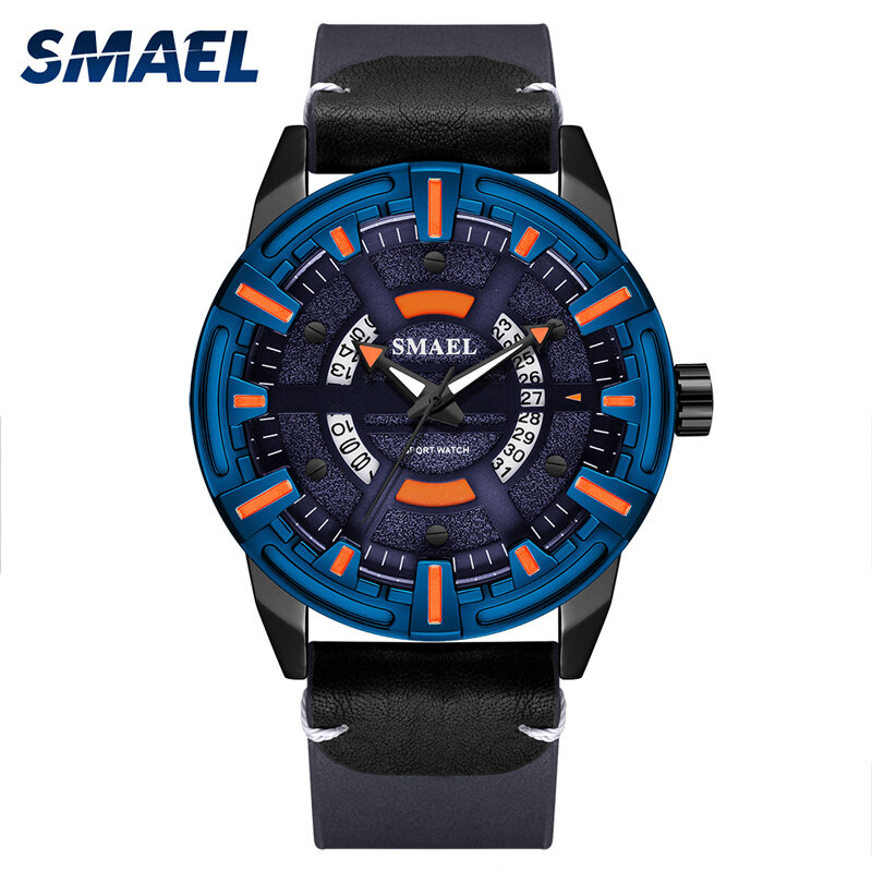 Smaelトップブランドは、男性ミリタリースポーツ腕時計レザーストラップクォーツ腕時計男性時計メンズ腕時計レロジオmasculino