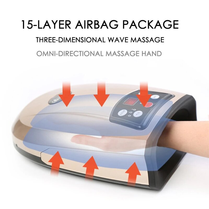 Massaggiatore per mani a batteria con massaggiatore per dita riscaldato a caldo massaggio per impastare a compressione per artrite, migliora la circolazione delle dita