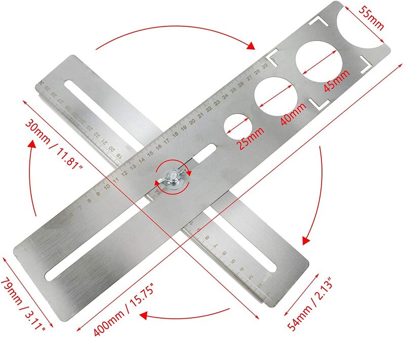 Stainless Steel Ceramic Tile Hole Locator Ruler Adjustable Punching Hand Tool for House Decorated Work Multi-Functional Ruler