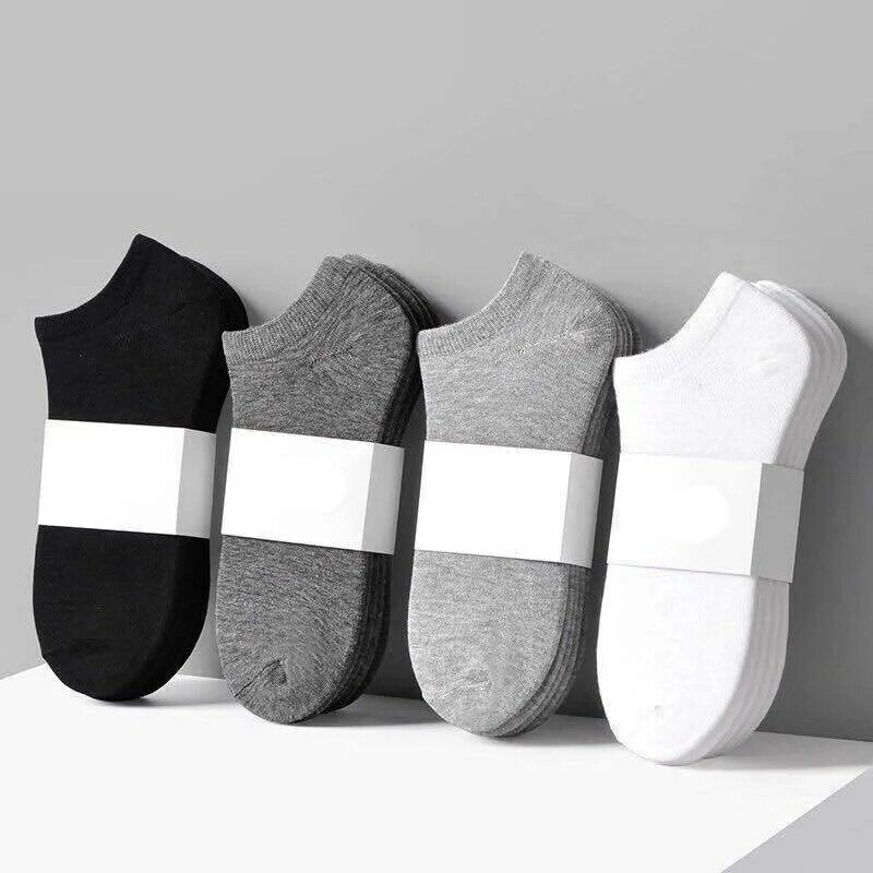 10 pares de meias neutras respirável meias esportivas cor sólida barco meias confortáveis meias de tornozelo de algodão branco blackmen meias