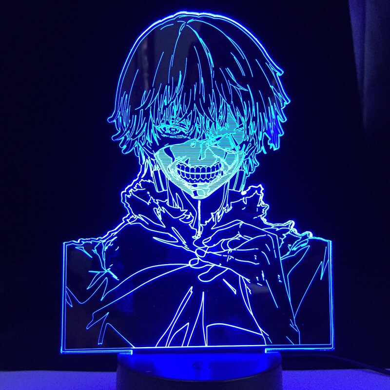 طوكيو الغول كين Kaneki ثلاثية الأبعاد مصباح ل ديكور غرفة نوم ضوء الليل هدية عيد ميلاد كول طوكيو الغول أنيمي Led ضوء الليل دروبشيبينغ