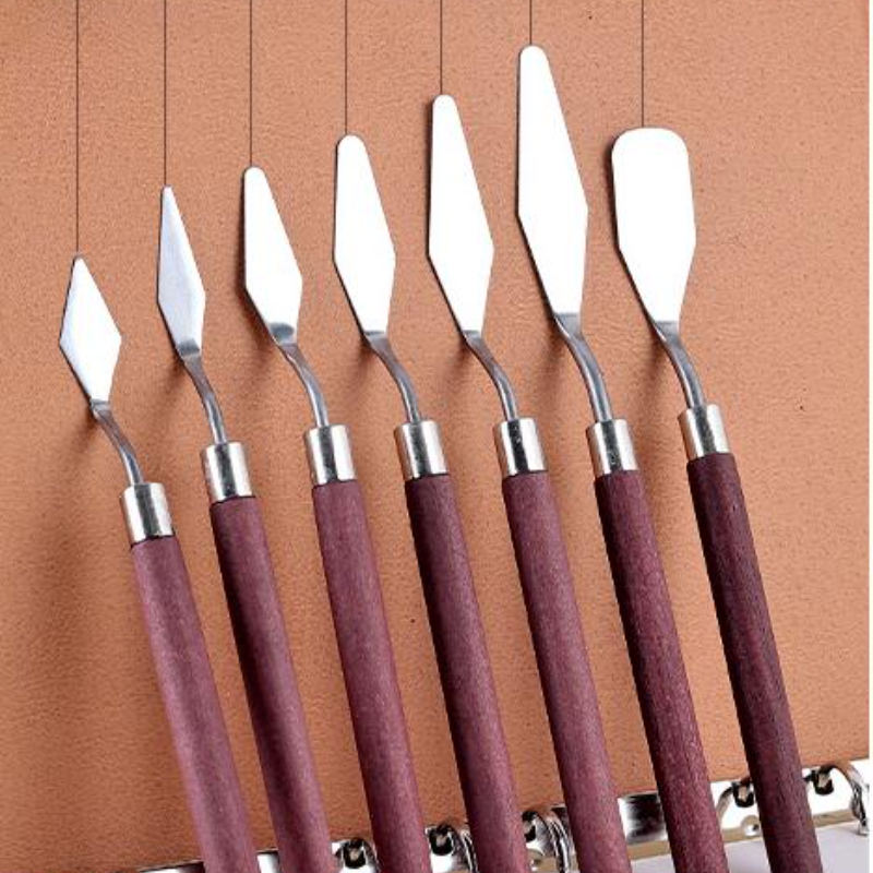 7 unids/set aceite de acero inoxidable pintura cuchillos artista artesanía espátula cuchillo de paleta de pintura mezcla cuchillo raspador de arte