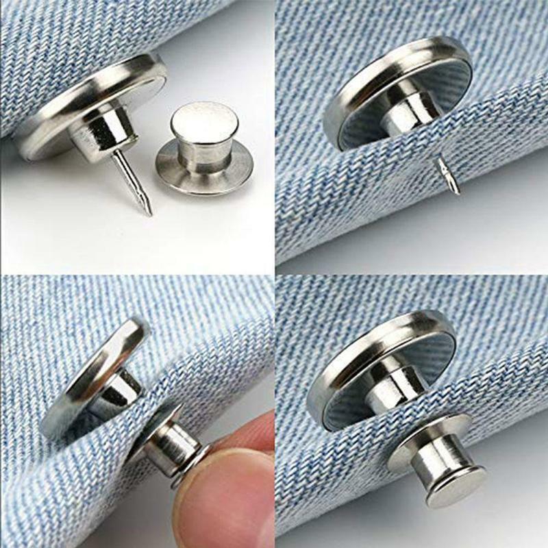 Hebillas de Metal desmontables ajustables para ropa, botones de Pin de Jeans Retro sin costura, accesorios de ropa Diy, 1/10 Uds.