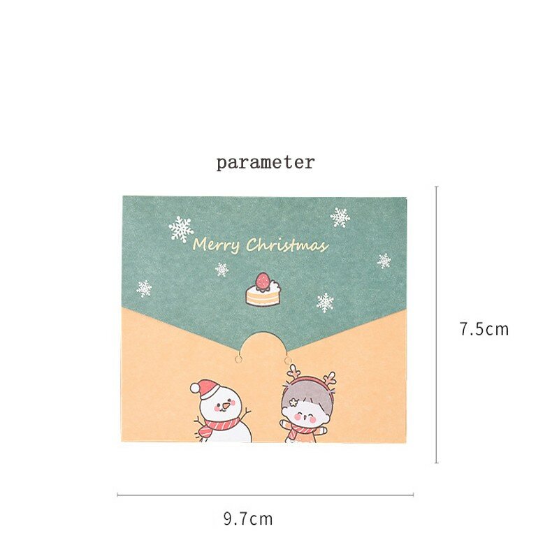 20Pcs/ Lot Kawaii Cartoon Christmas Series Greeting Card Envelope Diy Folding Small Card Message Card Holiday Party