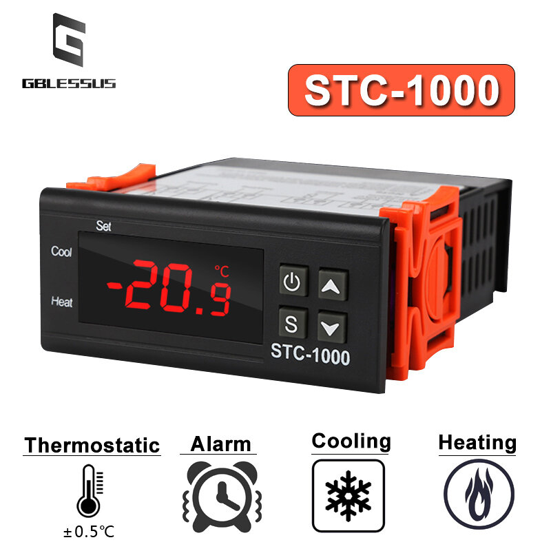 Incubadora termorregulador de STC-1000, relé de refrigeración por calefacción, controlador Digital de temperatura de 10A, termostato de 12V, 24V, 220V