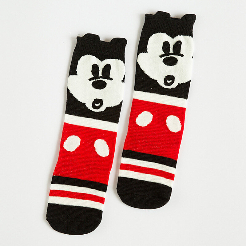 Calcetines hasta la rodilla con dibujos de Mickey y zorro para niño y niña, calcetín de algodón suave, cálido, 1 par