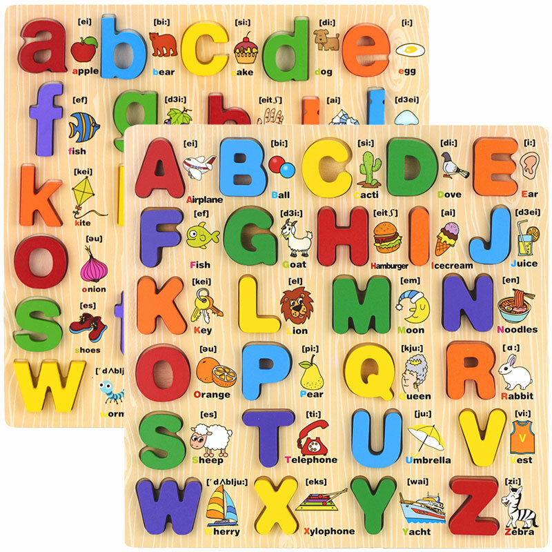 Puzzle numérique en bois à trois dimensions, planche à gratter, lettres cognitives, jouet éducatif pour enfants, petite enfance
