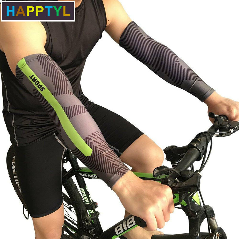 HAPPTYL 1 คู่ Unisex UV Protection แขนแขนคูลลิ่งแขนแขนผ้าไหมแขนแขนแขนยาวสำหรับชายหญิงเยาวชน