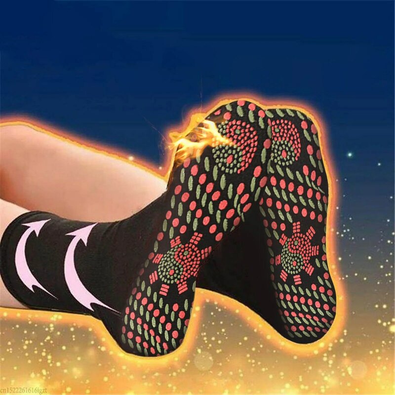Auto-aquecimento meias magnéticas palmilhas para mulheres homens meias auto-aquecidas turmalina terapia magnética inverno quente massagem meias unisex