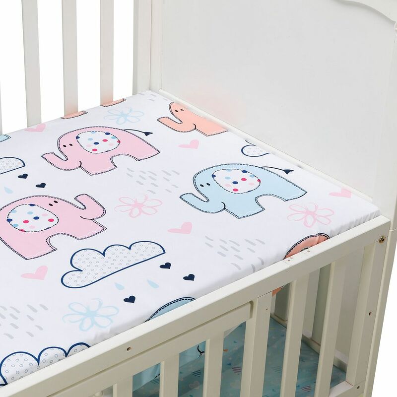 Neugeborenen Baby Krippe Ausgestattet Blatt Baby Bett Matratze Abdeckung Weiche Atmungsaktive Cartoon Drucken Newborn Bettwäsche Für Bett Größe 130*70cm