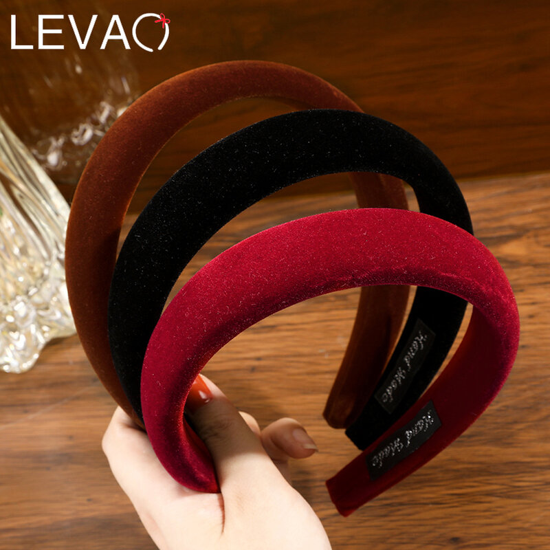 LEVAO Velvet/Deerskin Elastic Headband Autumn Wide Style Pure Color Decorative Hair Hoop Ladies Hair Accessories Ornament New