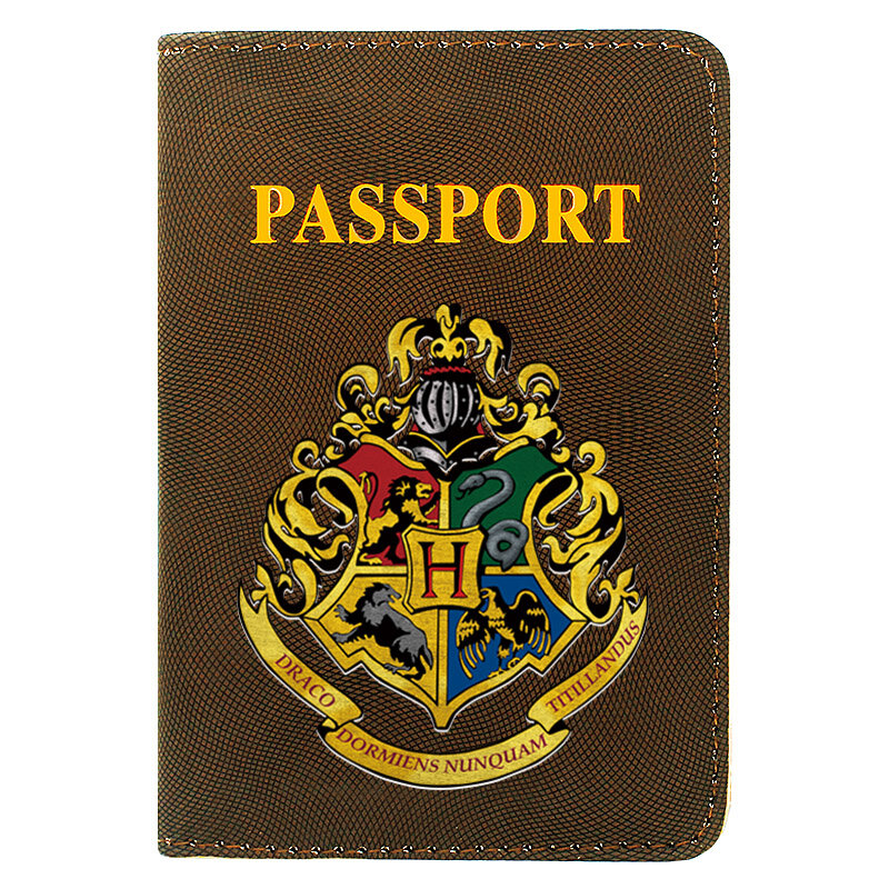 古典的なファッションマジックアカデミーロゴ印刷女性男性パスポートカバーpuレザートラベルidクレジットカードホルダーポケット財布バッグ