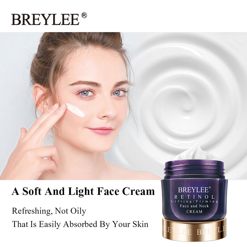 BREYLEE-crema facial Retinol reafirmante, suero blanqueador para el cuidado facial, antiedad, elimina las arrugas, día nocturno
