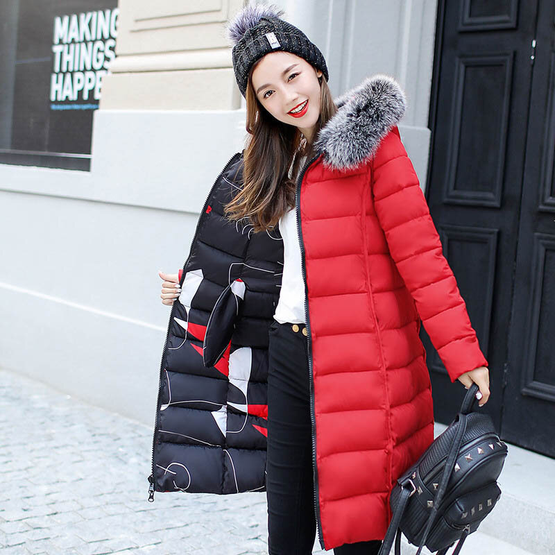 Jaqueta parka longa reversível feminina, casaco com capuz plus size 3xl inverno 2020