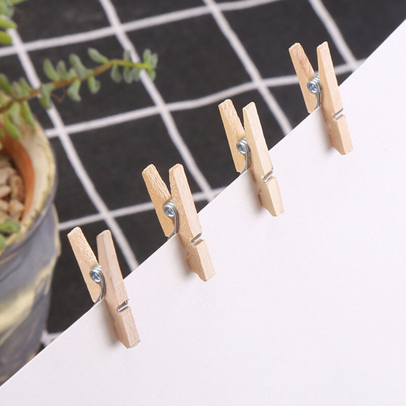 100Pcs 2,5 cm Mini Natürliche Holz Kleidung Pin Foto Papier Peg Wäscheklammer DIY Handwerk