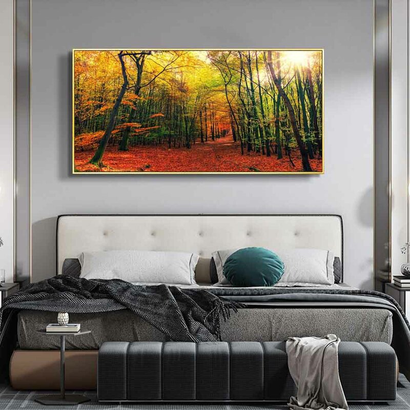 Landscape oil painting aesthetic autumn fairy tale road art canvas painting living room corridor office home decoration mural