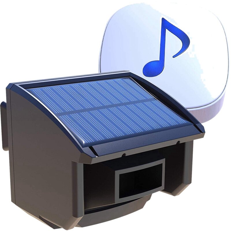 Sistema de alarma de entrada Solar, rango de transmisión de 1/4 millas de largo, alimentado por energía Solar sin necesidad de reemplazar baterías, movimiento resistente a la intemperie para exteriores
