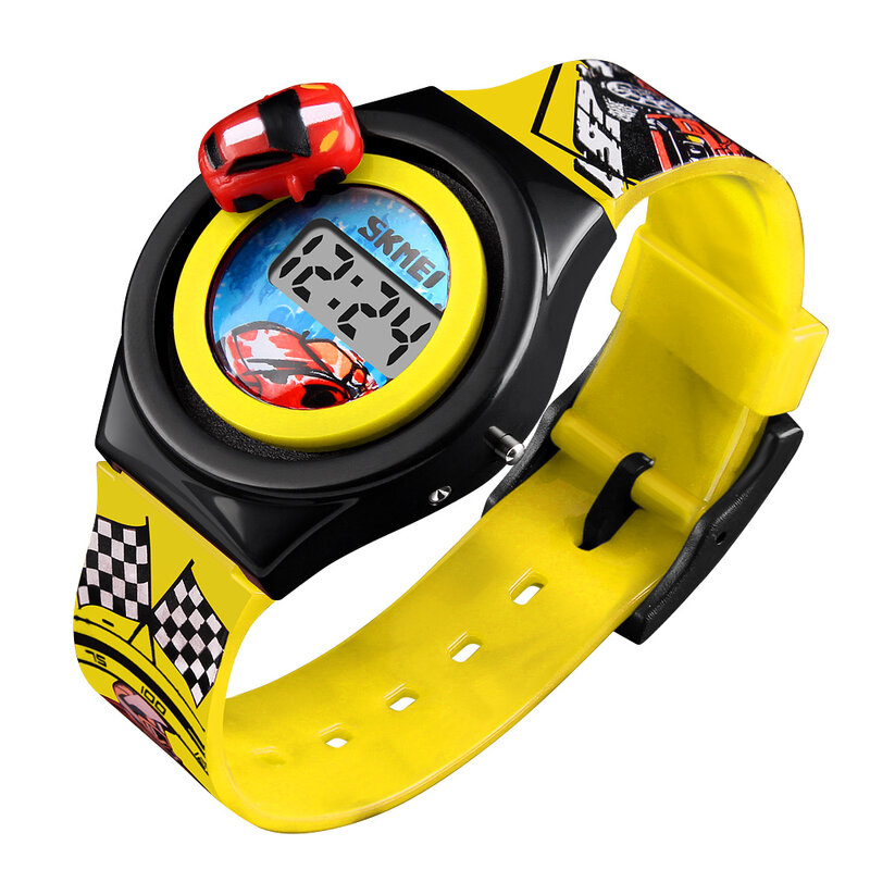 SKMEI kreatywny samochód kreskówki dzieci zegarki dla chłopców dzieci dziewczyny marki elektroniczne cyfrowe zegarki dla dzieci luksusowy kreskówka dziecięcy zegarek