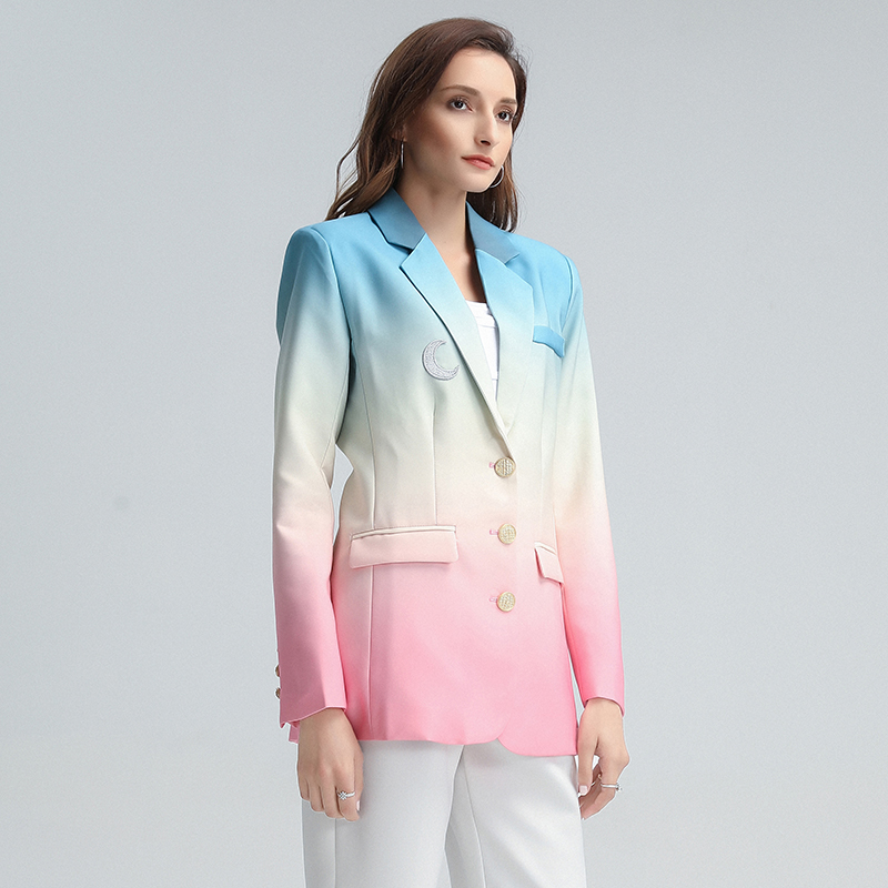 TWOTWINSTYLE Patchwork Stickerei Hit Farbe Blazer Für Frauen Kerb Langarm Mantel Lässig Weiblichen Mode Neue Kleidung 2020
